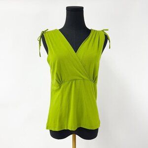 GREEN RANK TOP WITH DRAWSTRING SHOULDERS